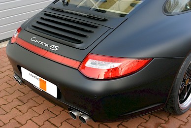 Vollverklebung Porsche 911 Carrera 4s Coupe Von Blau Metallic In Schwarz Matt