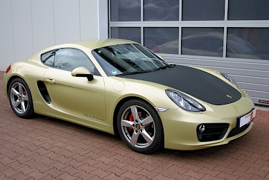 Teilfolierung Porsche Cayman S Carbonhaube