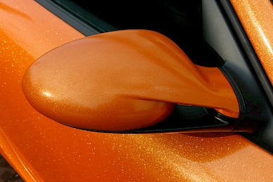 Vollverklebung Porsche Cayman Von Dunkelblau In Orange Glitzer Und Schwarz Matt