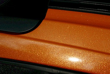 Vollverklebung Porsche Cayman Von Dunkelblau In Orange Glitzer Und Schwarz Matt