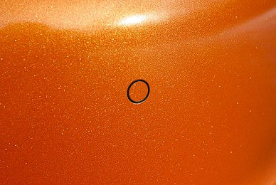 Vollverklebung Porsche Cayman Von Dunkelblau In Orange Glitzer Und Schwarz Matt