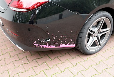 Fahrzeugbeschriftung Mercedes Cls Telekom Magenta Spritzer