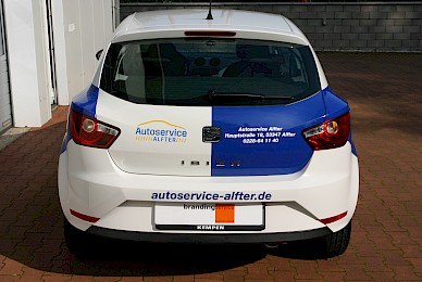 Fahrzeugbeschriftung Seat Ibiza Autoservice Alfter
