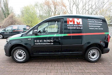 Vollverklebung Vw Caddy In Sonderfarbe British Racing Green Metallic Und Beschriftung