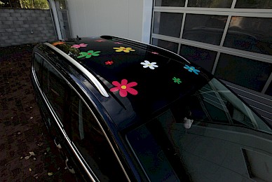 Dekorbeklebung Eines Vw Sharan Mit Prilblumen