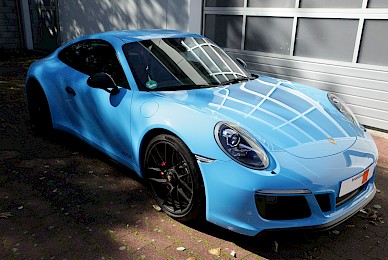 Vollverklebung Porsch 911 Carrera Gts Von Schwarz In Fjordblau